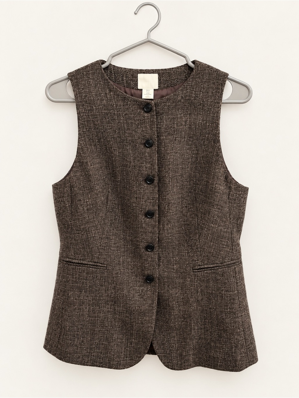 H&M Brown Tweed Button-Front Vest